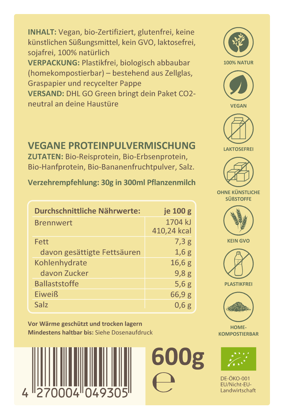 Veganes Bio-Protein - Soft Banana - cremig, fruchtig, bananig – der perfekte Begleiter nach dem Training