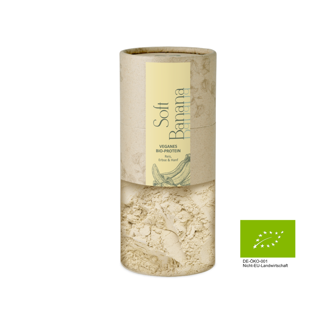 Veganes Bio-Protein - Soft Banana - cremig, fruchtig, bananig – der perfekte Begleiter nach dem Training
