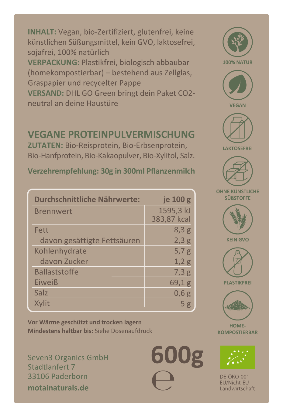 Veganes Bio-Protein - Pure Chocolate - Nachschub