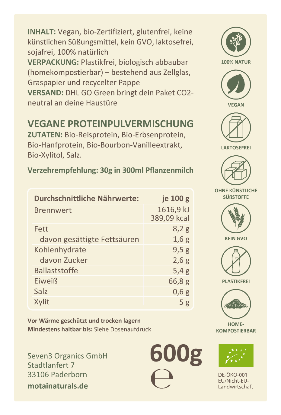 Veganes Bio-Protein - Pure Vanilla - Nachschub