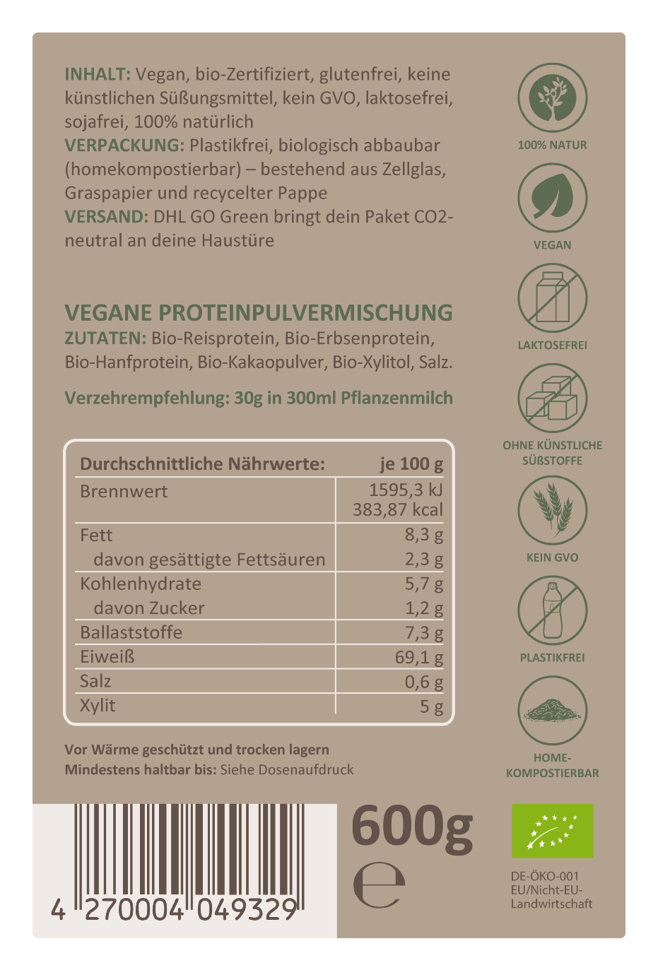 Veganes Bio-Protein - Pure Chocolate